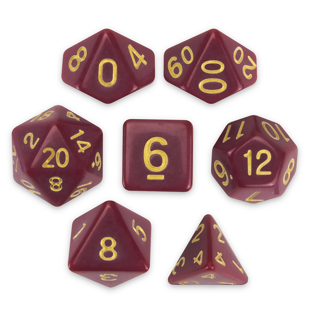 Set of 7 Polyhedral Dice, Crimson Queen