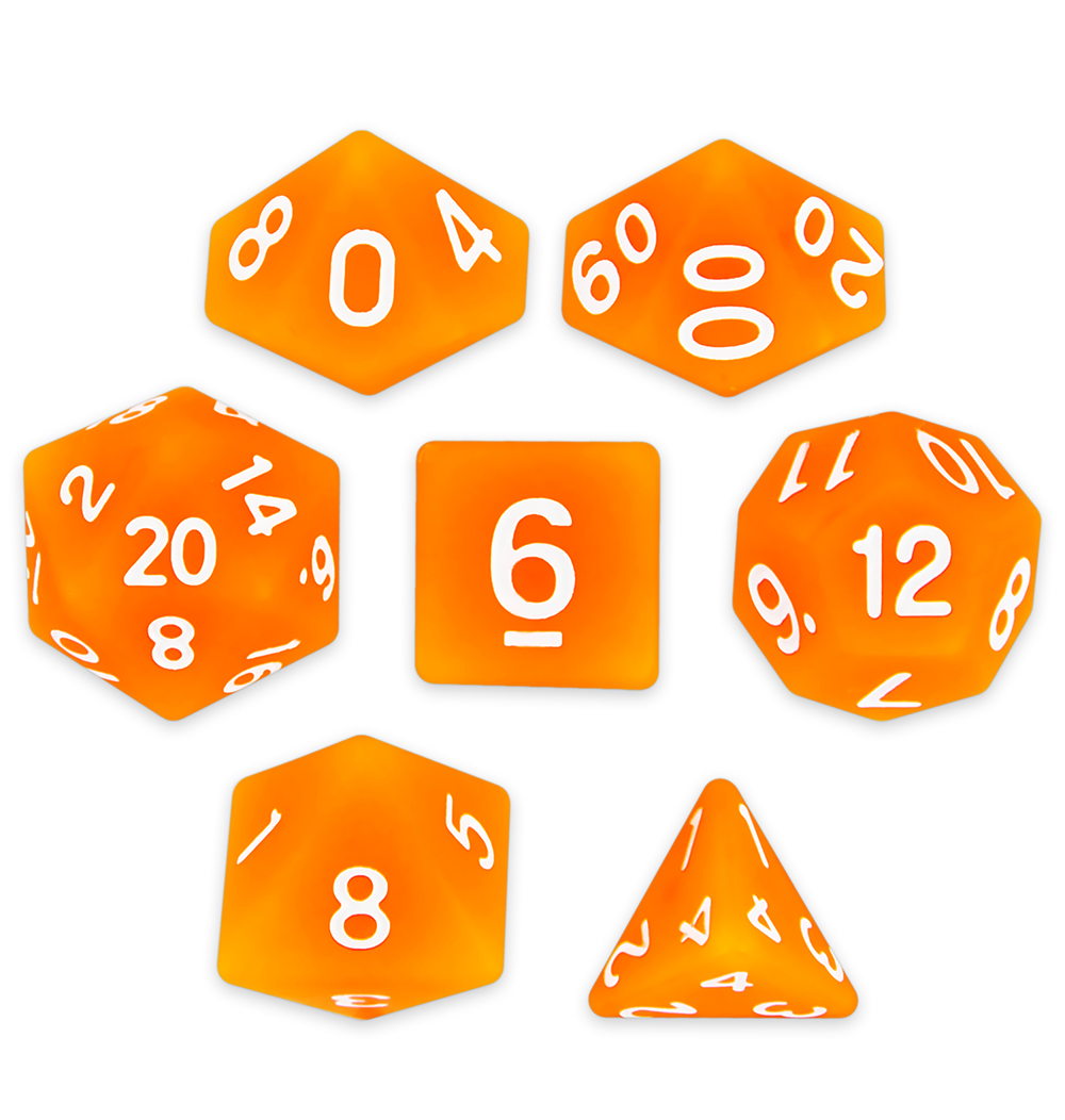 Set of 7 Polyhedral Dice, Forge Embers