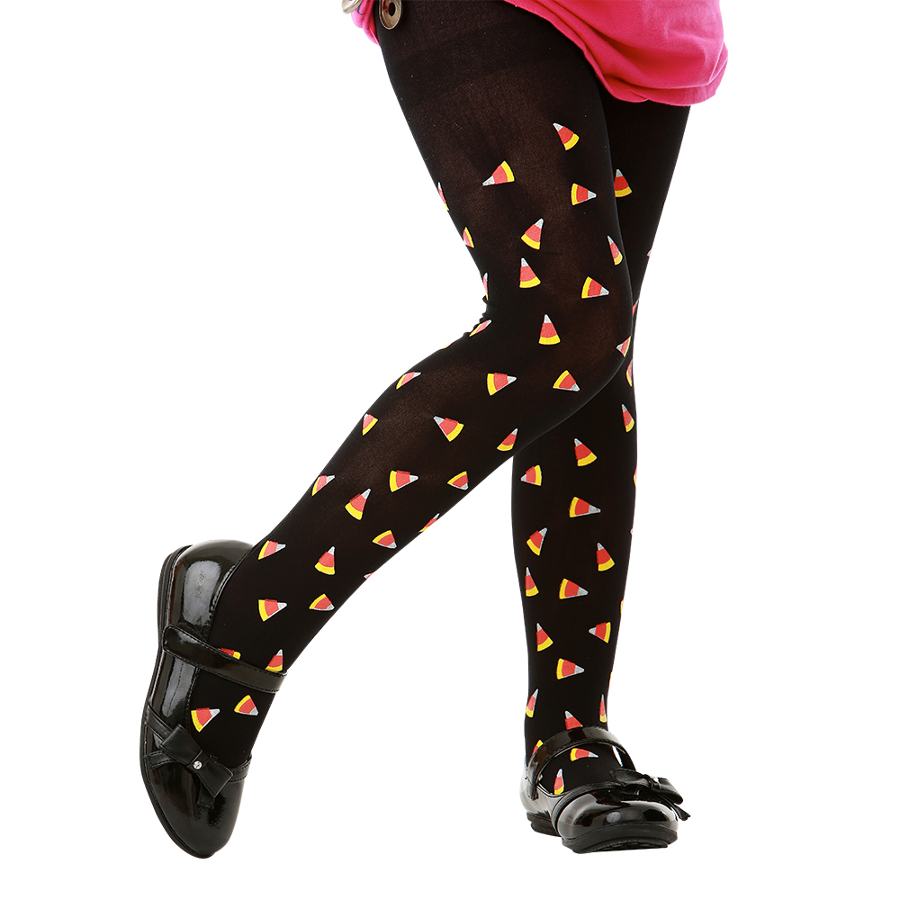 Black Candy Corn Costume Tights, M