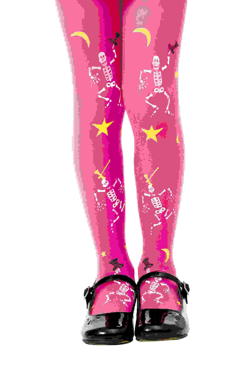 Pink Skeleton Costume Tights, M