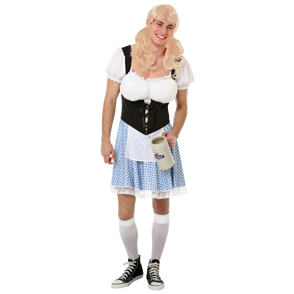 Men's Busty Bavarian Halloween Costume, Medium