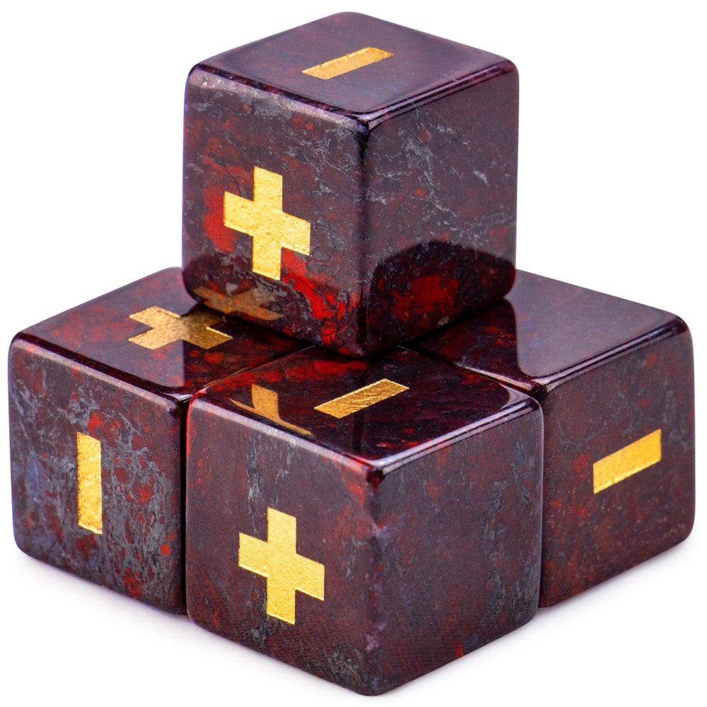 Handmade Stone Fudge Dice, Poppy Jasper, 4-pack