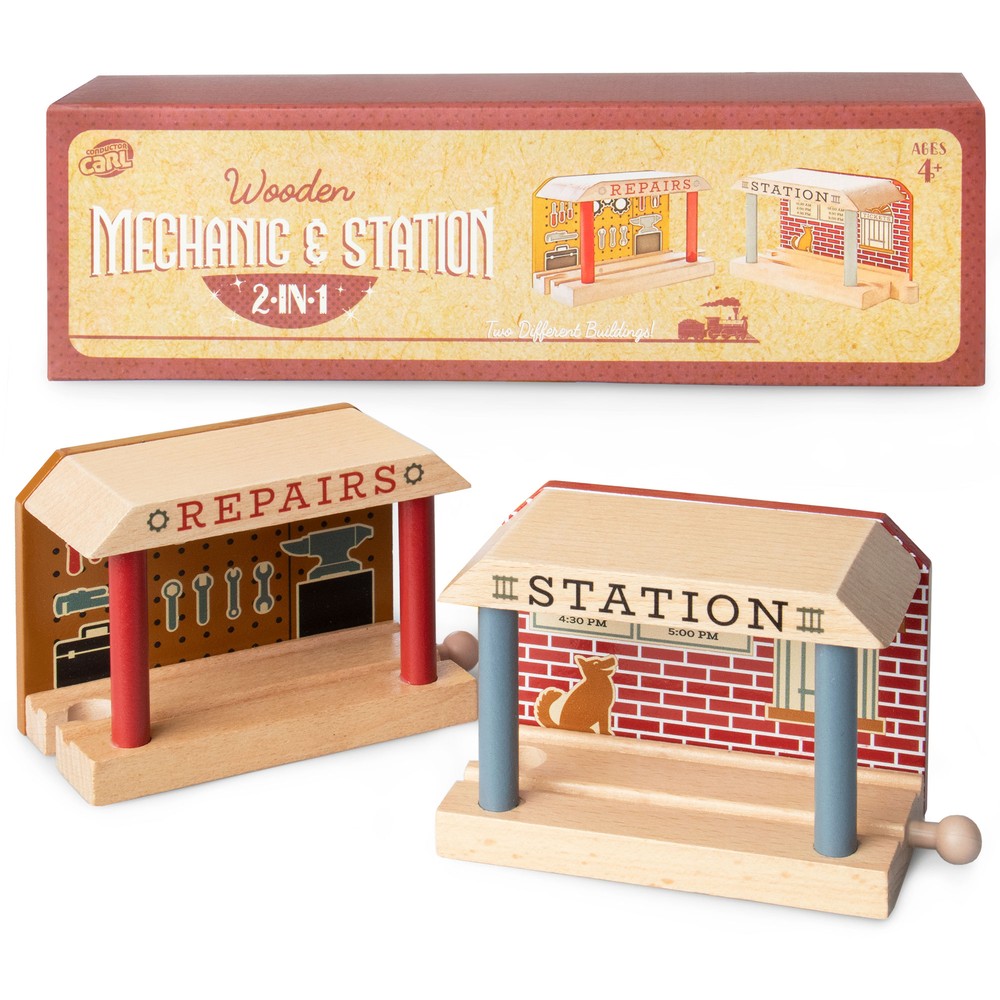 Wooden Train Mechanic and Station