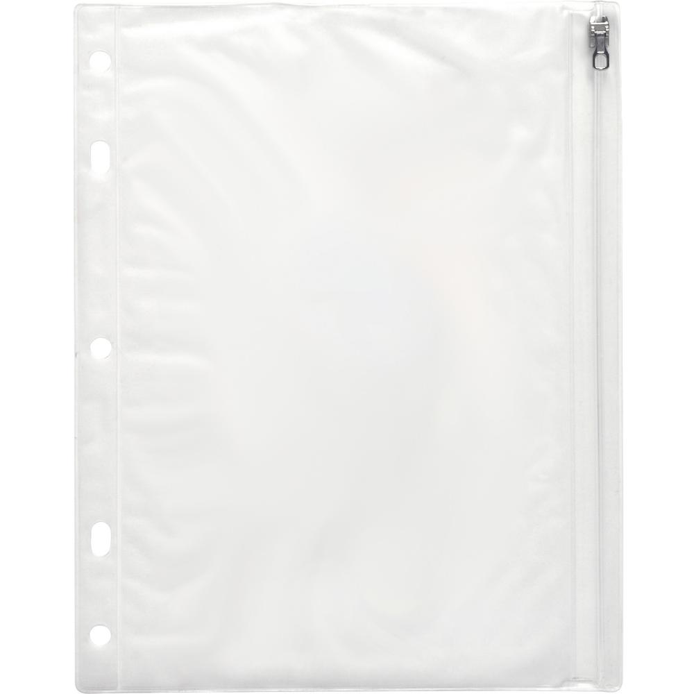 Business Source Punched Economy Binder Pocket - 10" Height x 8" Width - 7 x Holes - Ring Binder - Clear - Plastic - 24 / Box