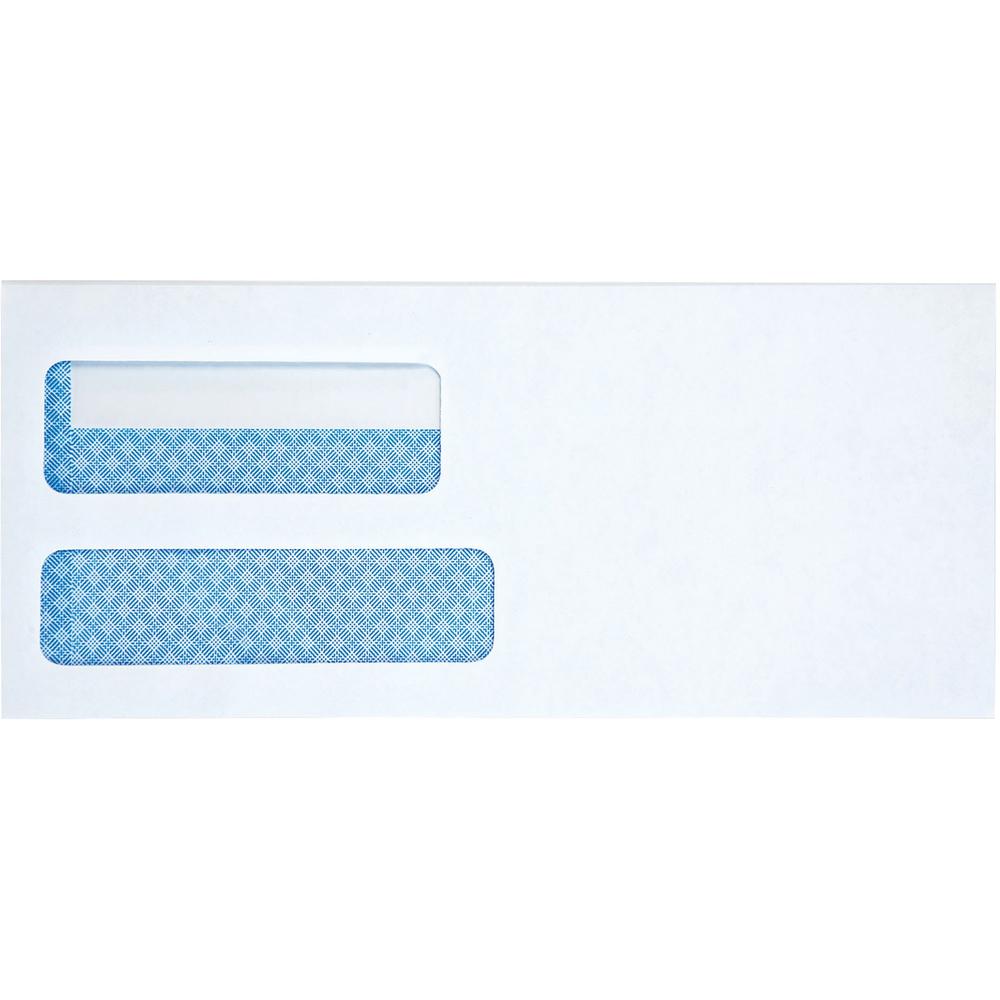 Business Source Double Window #10 Envelopes - Double Window - #10 - 24 lb - Self-sealing - 500 / Box - White