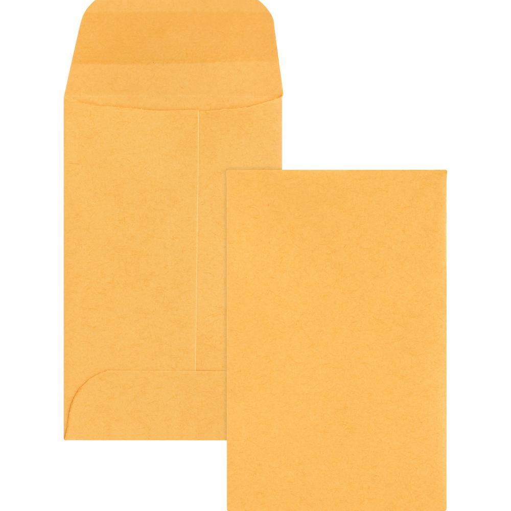 Business Source Small Coin Kraft Envelopes - Coin - #1 - 2 1/4" Width x 3 1/2" Length - 20 lb - Gummed - Kraft - 500 / Box - Bro