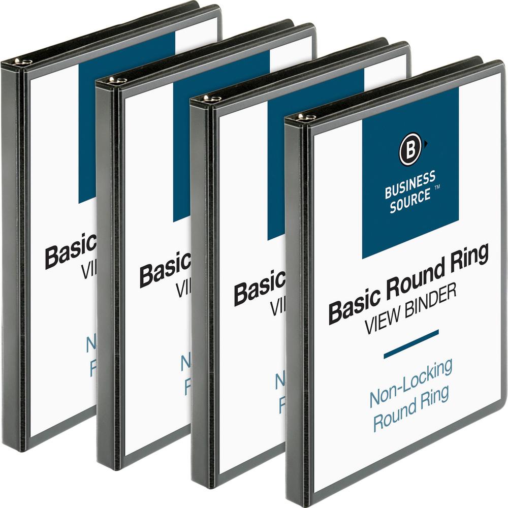 Business Source Round-ring View Binder - 1/2" Binder Capacity - Letter - 8 1/2" x 11" Sheet Size - 125 Sheet Capacity - Round Ri