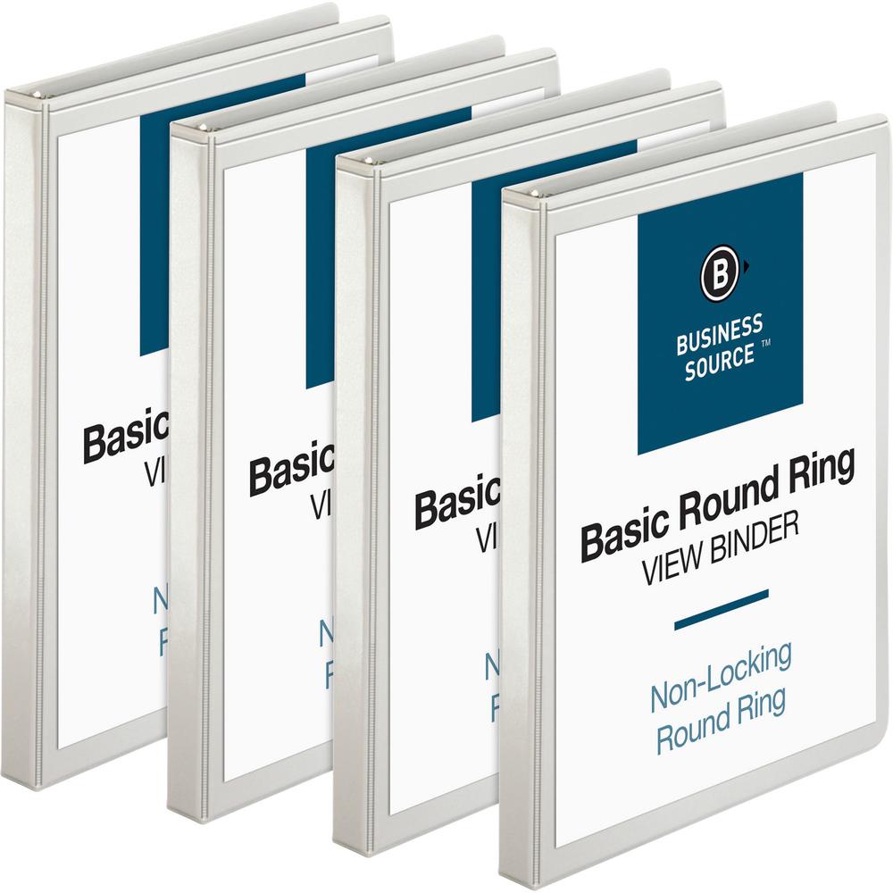 Business Source Round-ring View Binder - 1/2" Binder Capacity - Letter - 8 1/2" x 11" Sheet Size - 125 Sheet Capacity - Round Ri