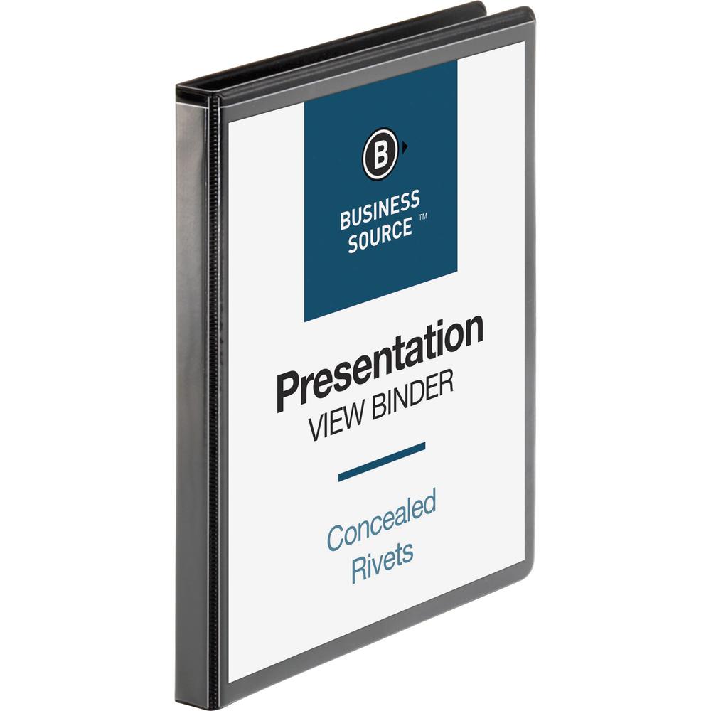 Business Source Standard View Round Ring Binders - 1/2" Binder Capacity - Letter - 8 1/2" x 11" Sheet Size - 125 Sheet Capacity 