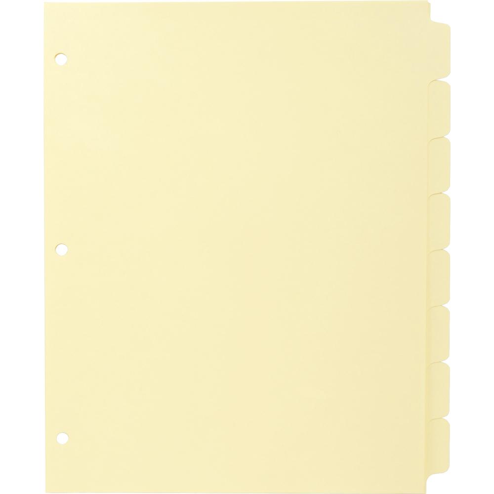 Business Source Mylar-reinforced Plain Tab Indexes - 8 Write-on Tab(s) - 8.5" Divider Width x 11" Divider Length - Letter - 3 Ho