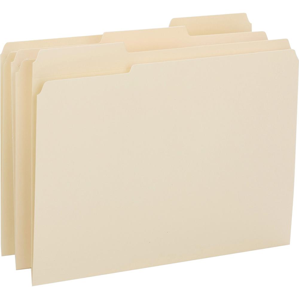 Business Source 1/3 Tab Cut Letter Recycled Top Tab File Folder - 8 1/2" x 11" - 3/4" Expansion - Top Tab Location - Assorted Po