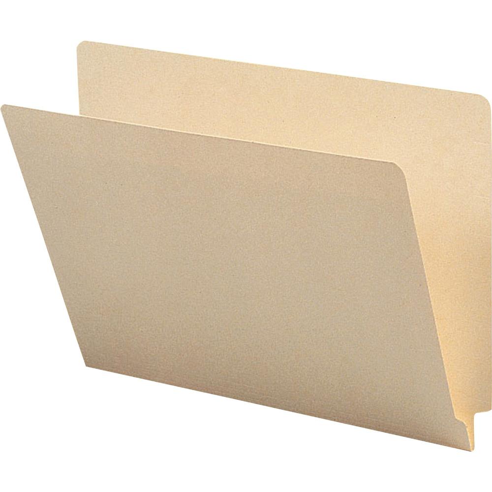 Business Source Straight Tab Cut Letter Recycled End Tab File Folder - 8 1/2" x 11" - End Tab Location - 10% Recycled - 100 / Bo