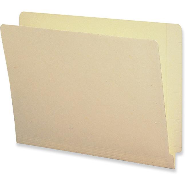 Business Source Straight Tab Cut Letter Recycled End Tab File Folder - 8 1/2" x 11" - End Tab Location - 10% Recycled - 100 / Bo