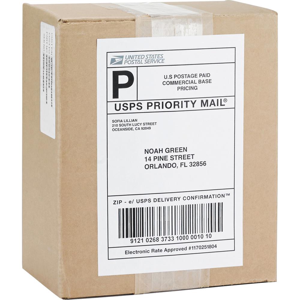 Business Source Shipping Labels - 5 1/2" x 8 1/2" Length - Permanent Adhesive - Rectangle - Laser, Inkjet - White - 2 / Sheet - 