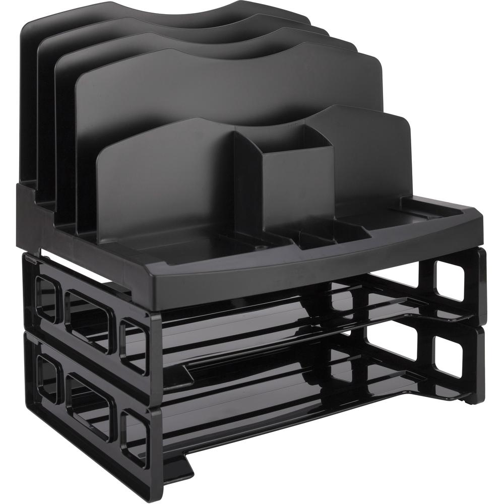 Business Source Smart Sorter Letter Tray/Organizer - 9 Compartment(s) - 14" Height x 13.1" Width x 9.9" Depth - Desktop - Black 