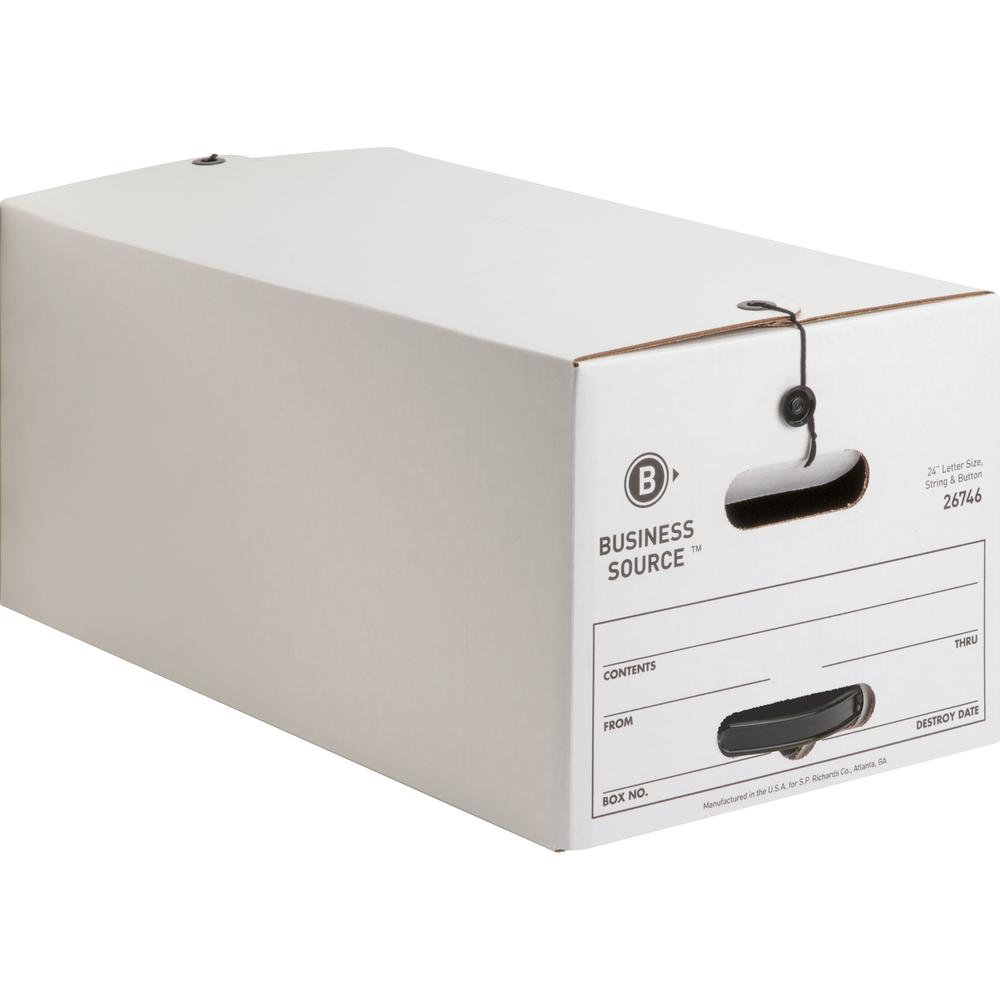 Business Source Medium Duty Letter Size Storage Box - Internal Dimensions: 12" Width x 24" Depth x 10" Height - External Dimensi