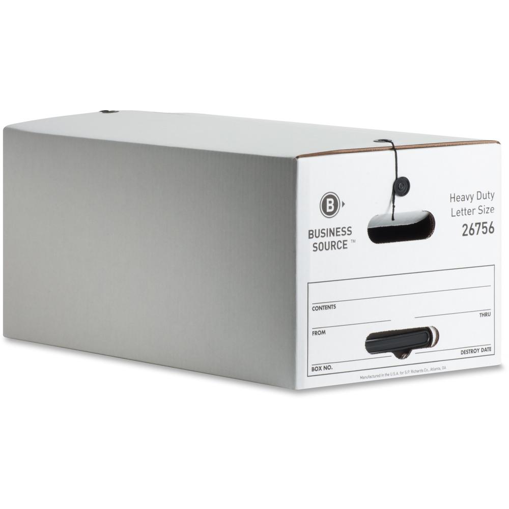 Business Source Heavy Duty Letter Size Storage Box - External Dimensions: 12" Width x 24" Depth x 10"Height - Media Size Support