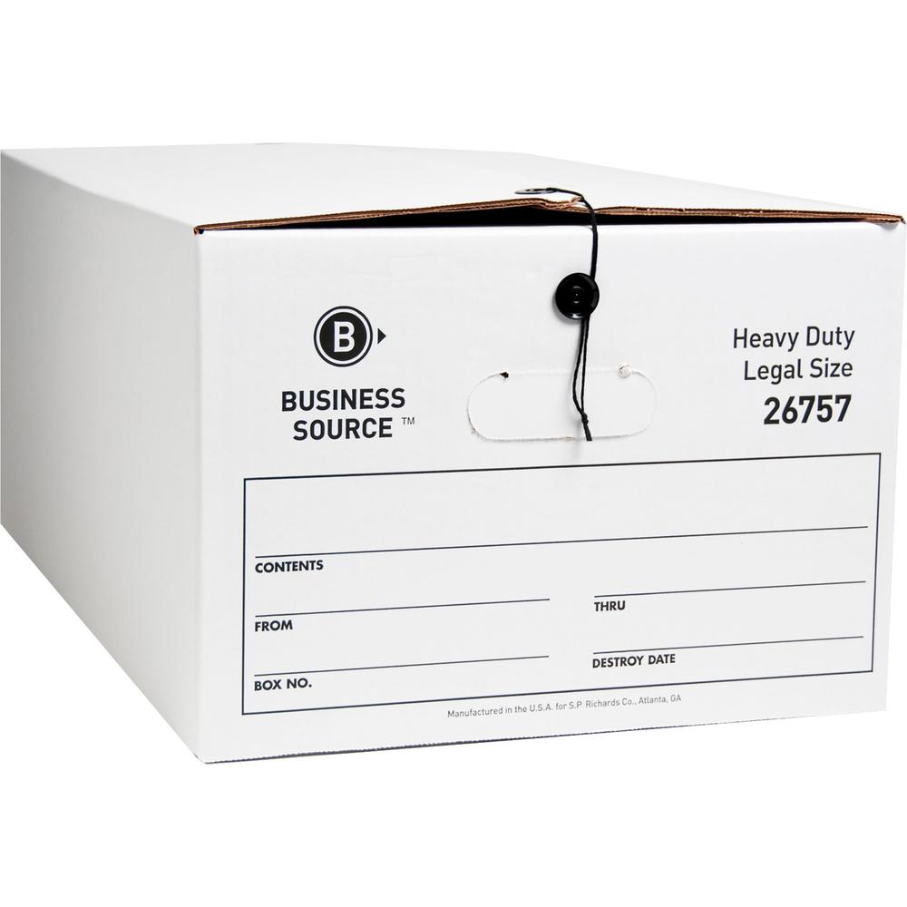 Business Source Heavy Duty Legal Size Storage Box - External Dimensions: 15" Width x 24" Depth x 10"Height - Media Size Supporte