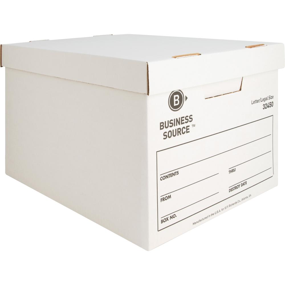 Business Source Quick Setup Medium-Duty Storage Box - External Dimensions: 12" Width x 15" Depth x 10"Height - Media Size Suppor