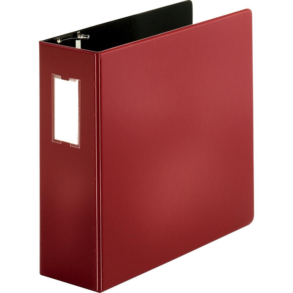 Business Source Slanted D-ring Binders - 4" Binder Capacity - 3 x D-Ring Fastener(s) - 2 Internal Pocket(s) - Chipboard, Polypro