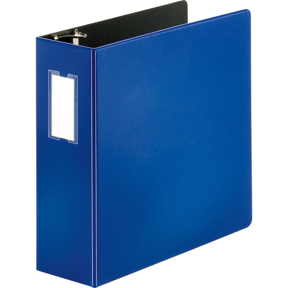 Business Source Slanted D-ring Binders - 4" Binder Capacity - 3 x D-Ring Fastener(s) - 2 Internal Pocket(s) - Chipboard, Polypro