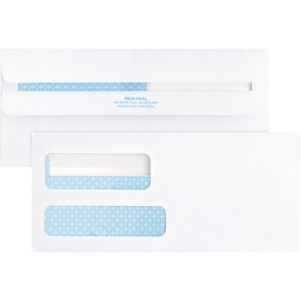 Business Source No. 9 Double Window Invoice Envelopes - Double Window - #9 - 8 7/8" Width x 3 7/8" Length - 24 lb - Self-sealing