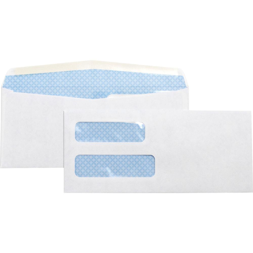 Business Source No. 10 Double-Window Invoice Envelopes - Double Window - #10 - 9 1/2" Width x 4 1/8" Length - 24 lb - Gummed - W