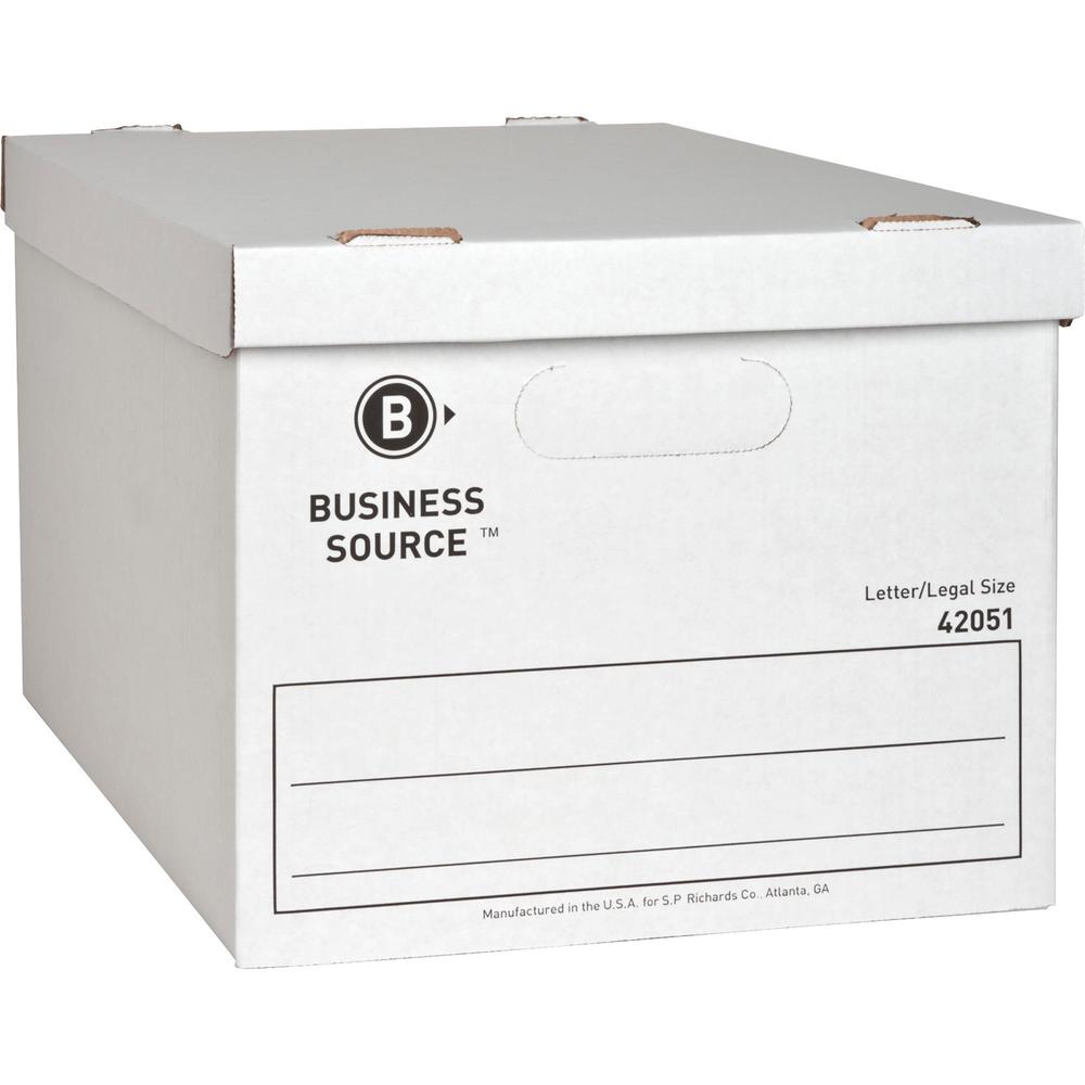 Business Source Economy Storage Box with Lid - External Dimensions: 12" Width x 15" Depth x 10"Height - 350 lb - Media Size Supp