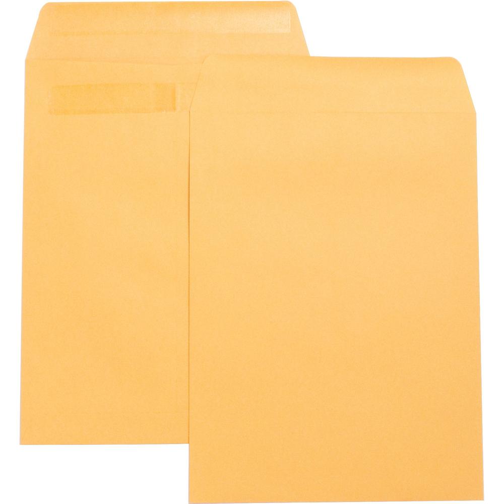 Business Source Press-To-Seal Catalog Envelopes - Catalog - 9" Width x 12" Length - 28 lb - Self-sealing - Kraft - 100 / Box - B