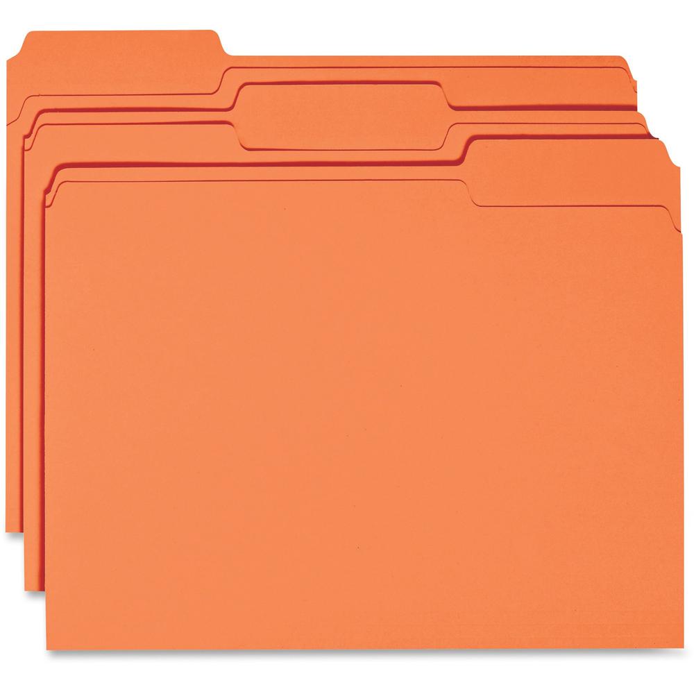 Business Source 1/3 Tab Cut Recycled Top Tab File Folder - Orange - 10% Recycled - 100 / Box