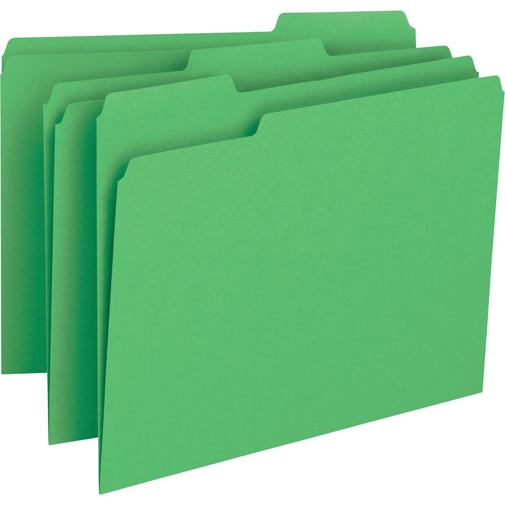 Business Source 1/3 Tab Cut Letter Recycled Top Tab File Folder - 8 1/2" x 11" - Top Tab Location - Assorted Position Tab Positi