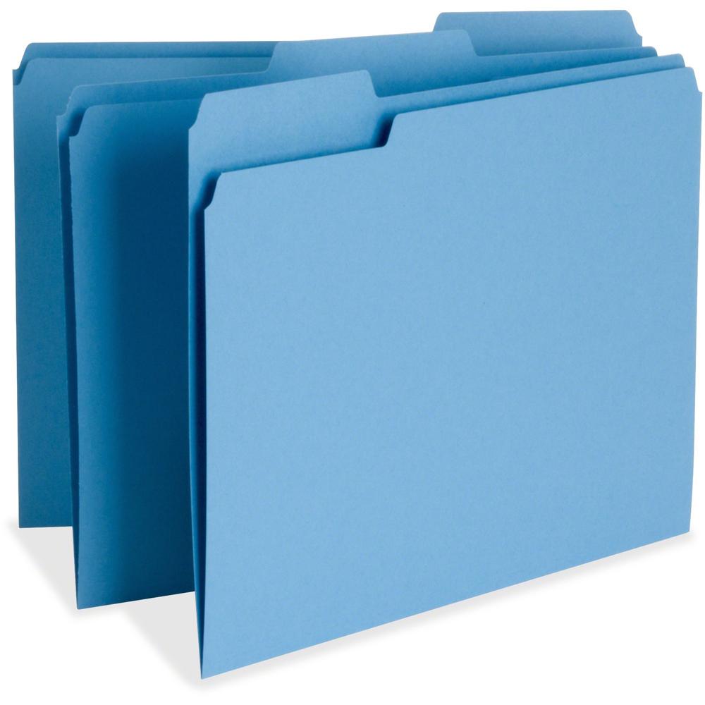 Business Source 1/3 Tab Cut Letter Recycled Top Tab File Folder - 8 1/2" x 11" - Top Tab Location - Assorted Position Tab Positi