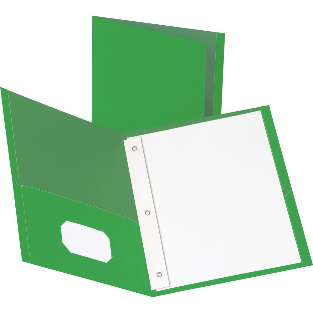 Business Source Letter Recycled Pocket Folder - 8 1/2" x 11" - 100 Sheet Capacity - 3 x Prong Fastener(s) - 1/2" Fastener Capaci