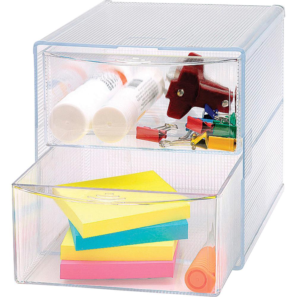 2-drawer Storage Organizer - 2 Drawer(s) - 6" Height x 6" Width x 6" Depth - Desktop - Clear