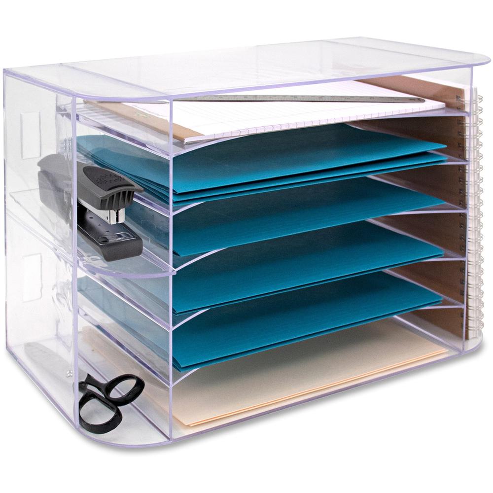 Business Source 6-tray Jumbo Desk Sorter - 3 Pocket(s) - 6 Compartment(s) - 12.3" Height x 18.1" Width x 10" Depth - Desktop - C