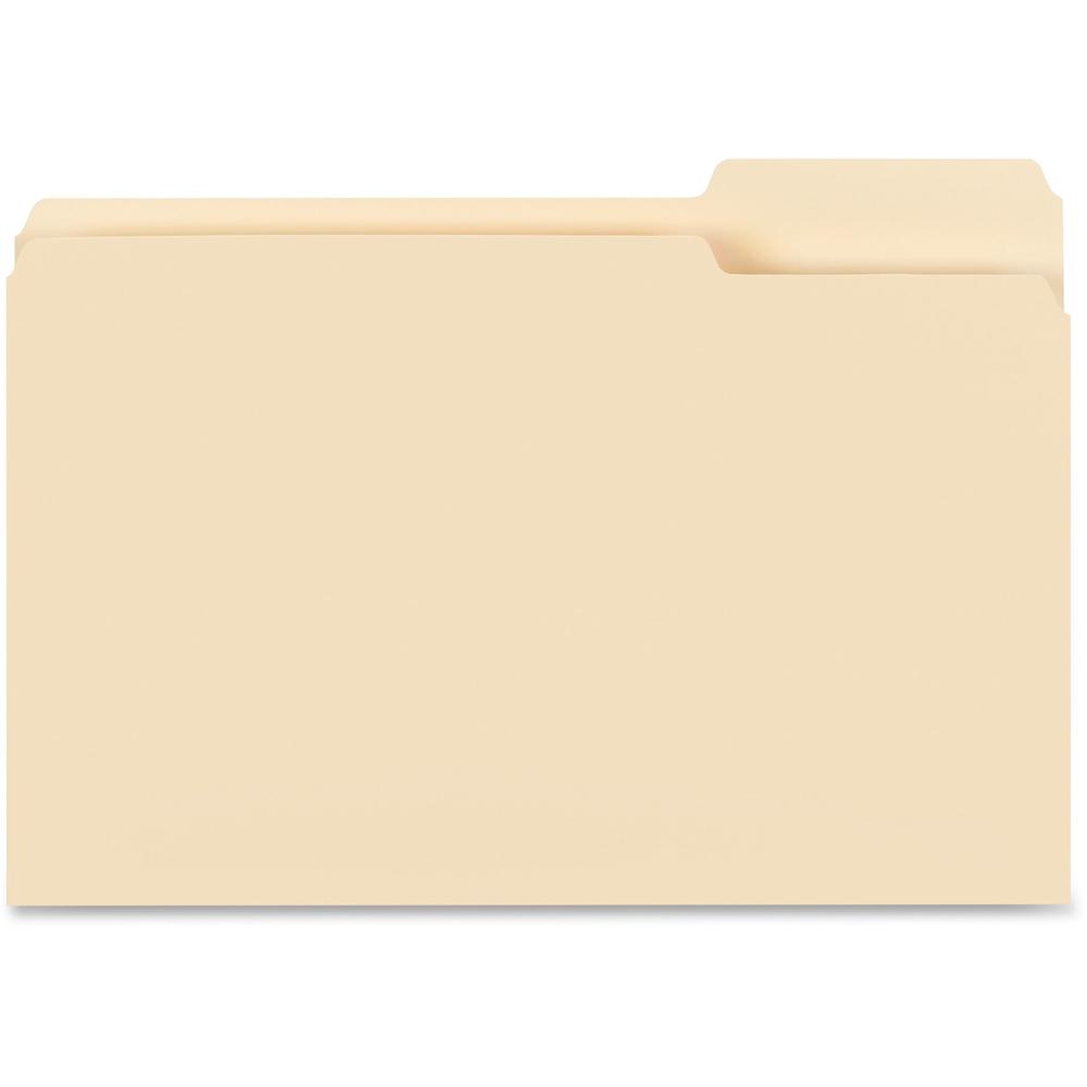 Business Source 1/3 Tab Cut Legal Recycled Top Tab File Folder - 8 1/2" x 14" - 3/4" Expansion - Manila - 10% Recycled - 100 / B