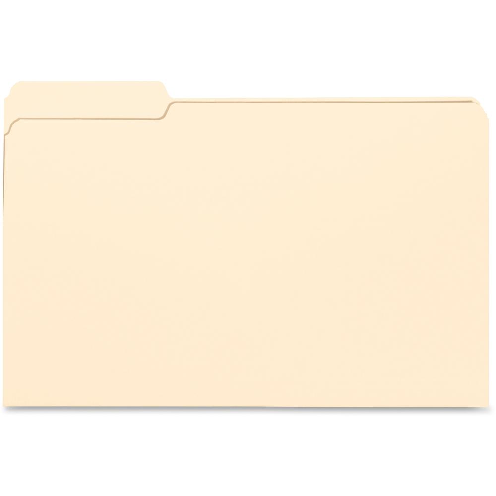 Business Source 1/3 Tab Cut Legal Recycled Top Tab File Folder - 8 1/2" x 14" - 3/4" Expansion - Manila - 10% Recycled - 100 / B