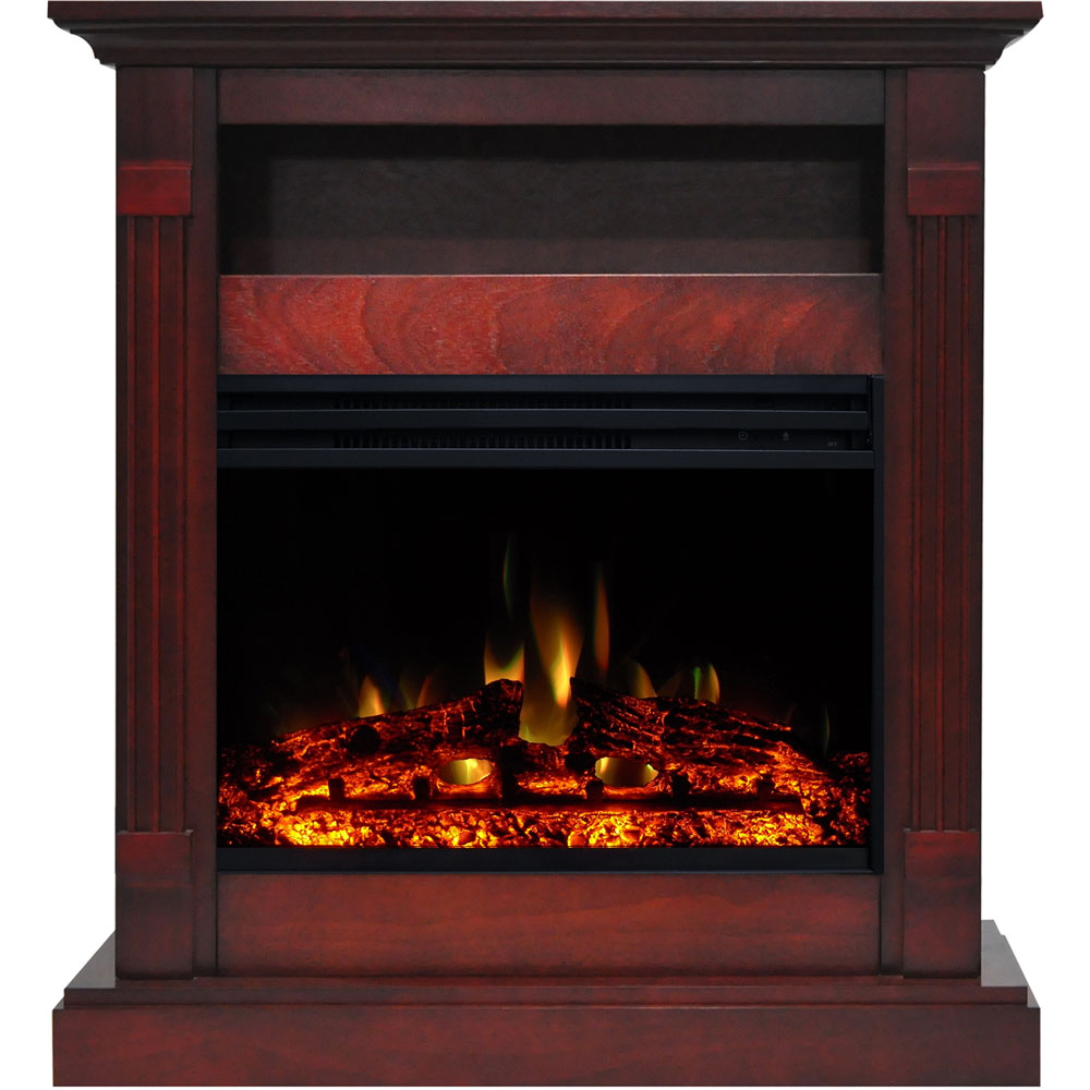 33.9"x10.4"x37" Sienna Fireplace Mantel with Deep and Enhanced Log Insert