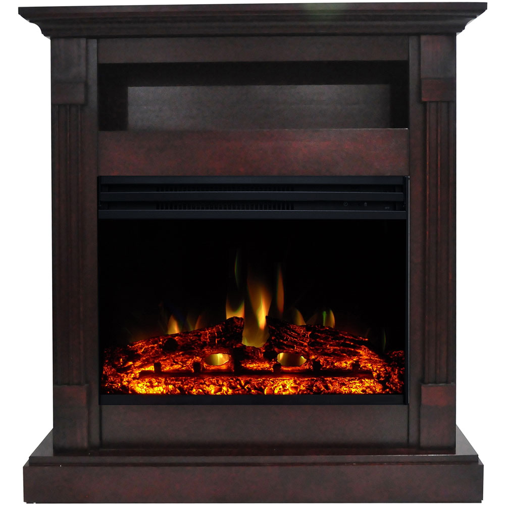 33.9"x10.4"x37" Sienna Fireplace Mantel with Deep & Enhanced Log Insert