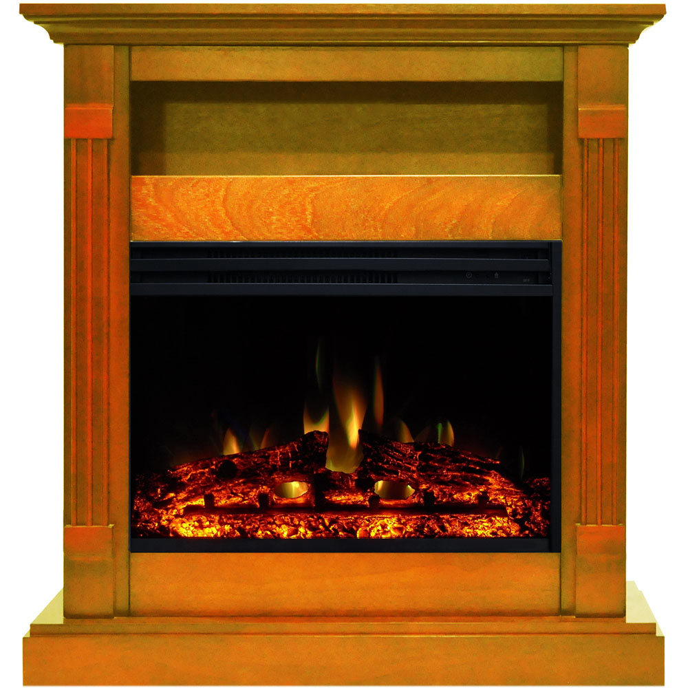 33.9"x10.4"x37" Sienna Fireplace Mantel with Deep and Enhanced Log Insert