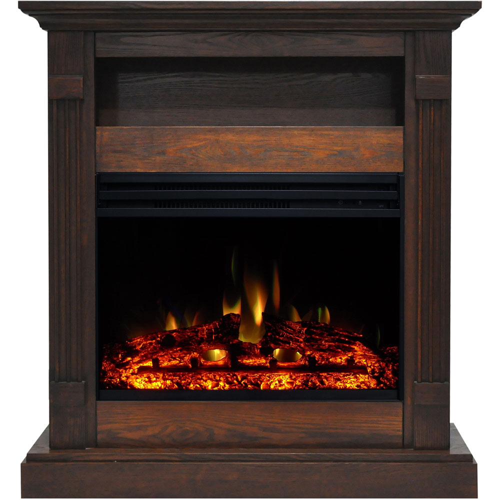 33.9"x10.4"x37" Sienna Fireplace Mantel with Deep & Enhanced Log Insert