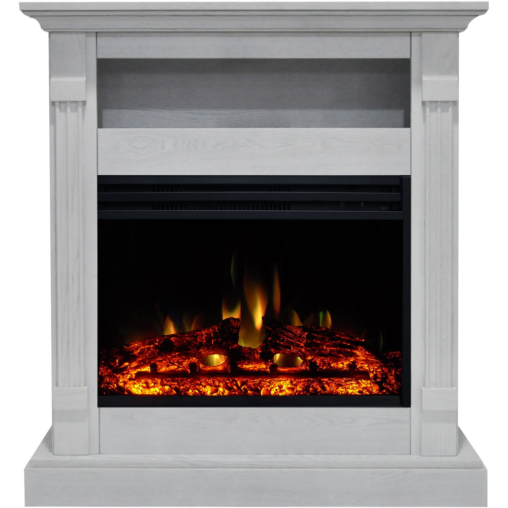 33.9"x10.4"x37" Sienna Fireplace Mantel with Deep & Enhanced Log Insert