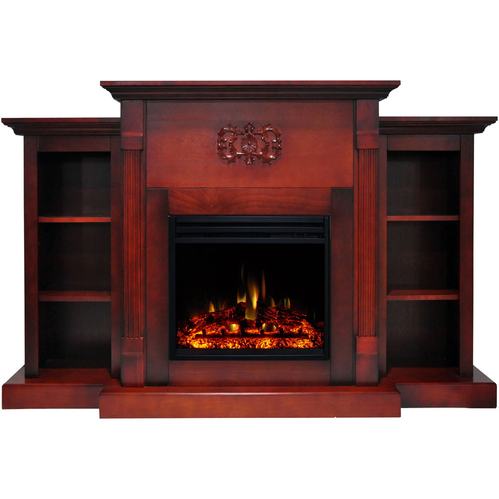 72.3"x15"x33.7" Sanoma Fireplace Mantel w/Deep & Enhanced Log Insert