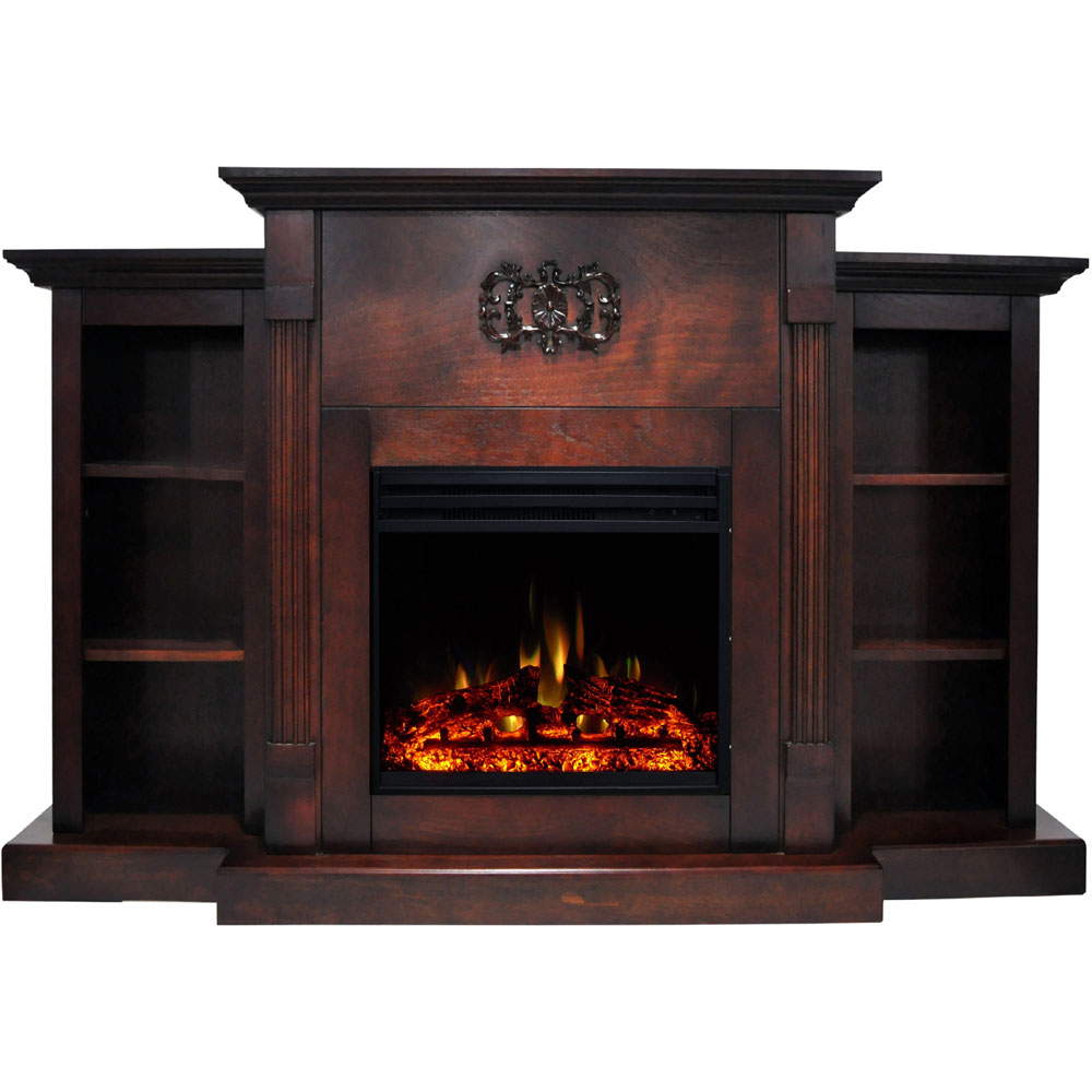 72.3"x15"x33.7" Sanoma Fireplace Mantel w/Deep & Enhanced Log Insert