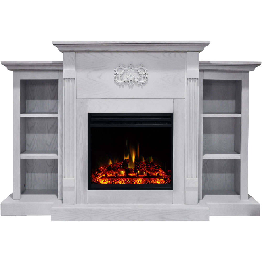 72.3"x15"x33.7" Sanoma Fireplace Mantel w/Deep & Enhanced Log Insert