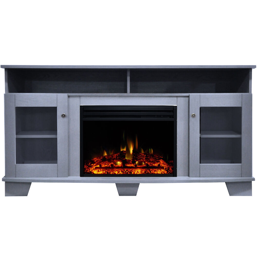 59.1"x17.7"x31.7" Savona Fireplace Mantel w/Deep & Enhanced Log Insert