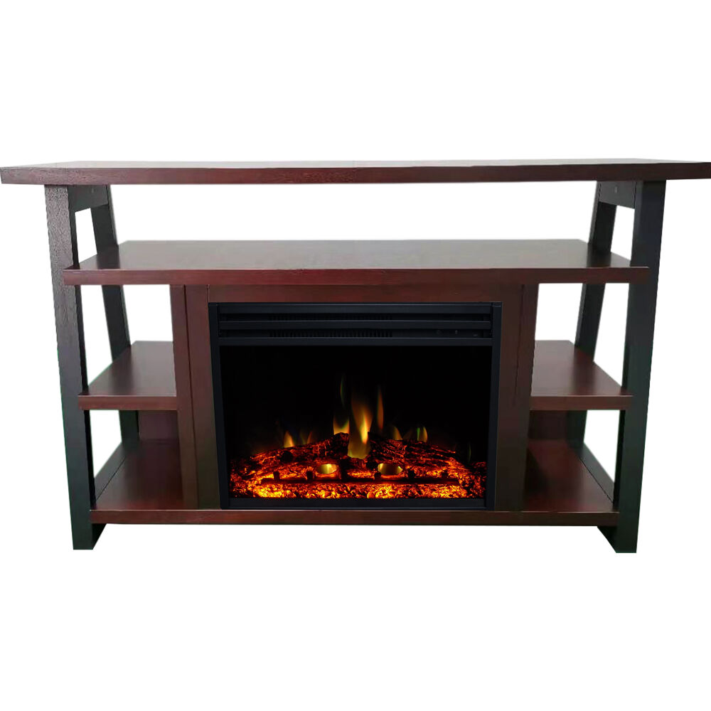 53.1"x15.6"x31.7" Sawyer Fireplace Mantel w/Deep & Enhanced Log Insert