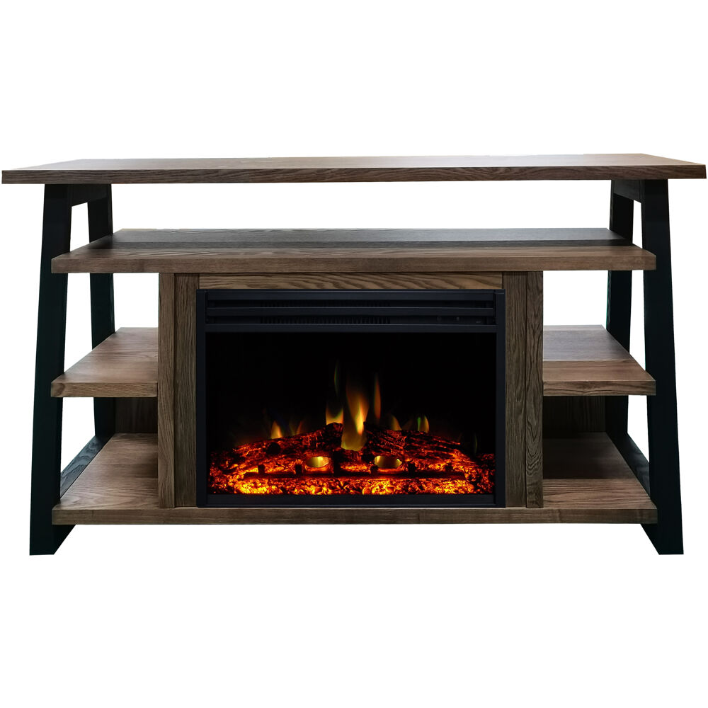 53.1"x15.6"x31.7" Sawyer Fireplace Mantel w/Deep & Enhanced Log Insert