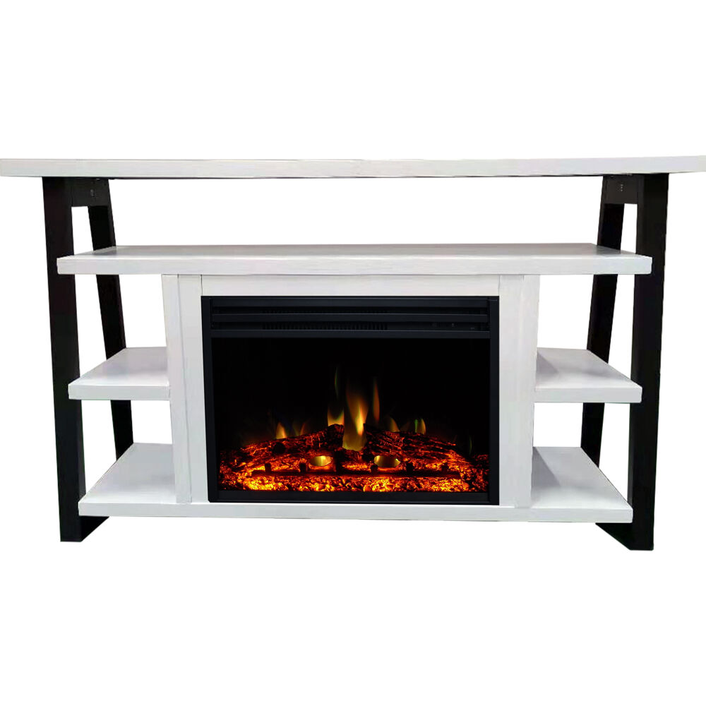 53.1"x15.6"x31.7" Sawyer Fireplace Mantel w/Deep & Enhanced Log Insert