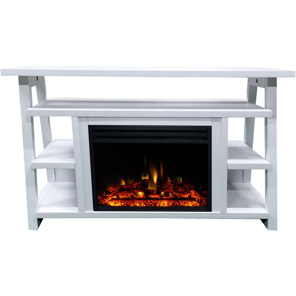 53.1"x15.6"x31.7" Sawyer Fireplace Mantel w/Deep & Enhanced Log Insert